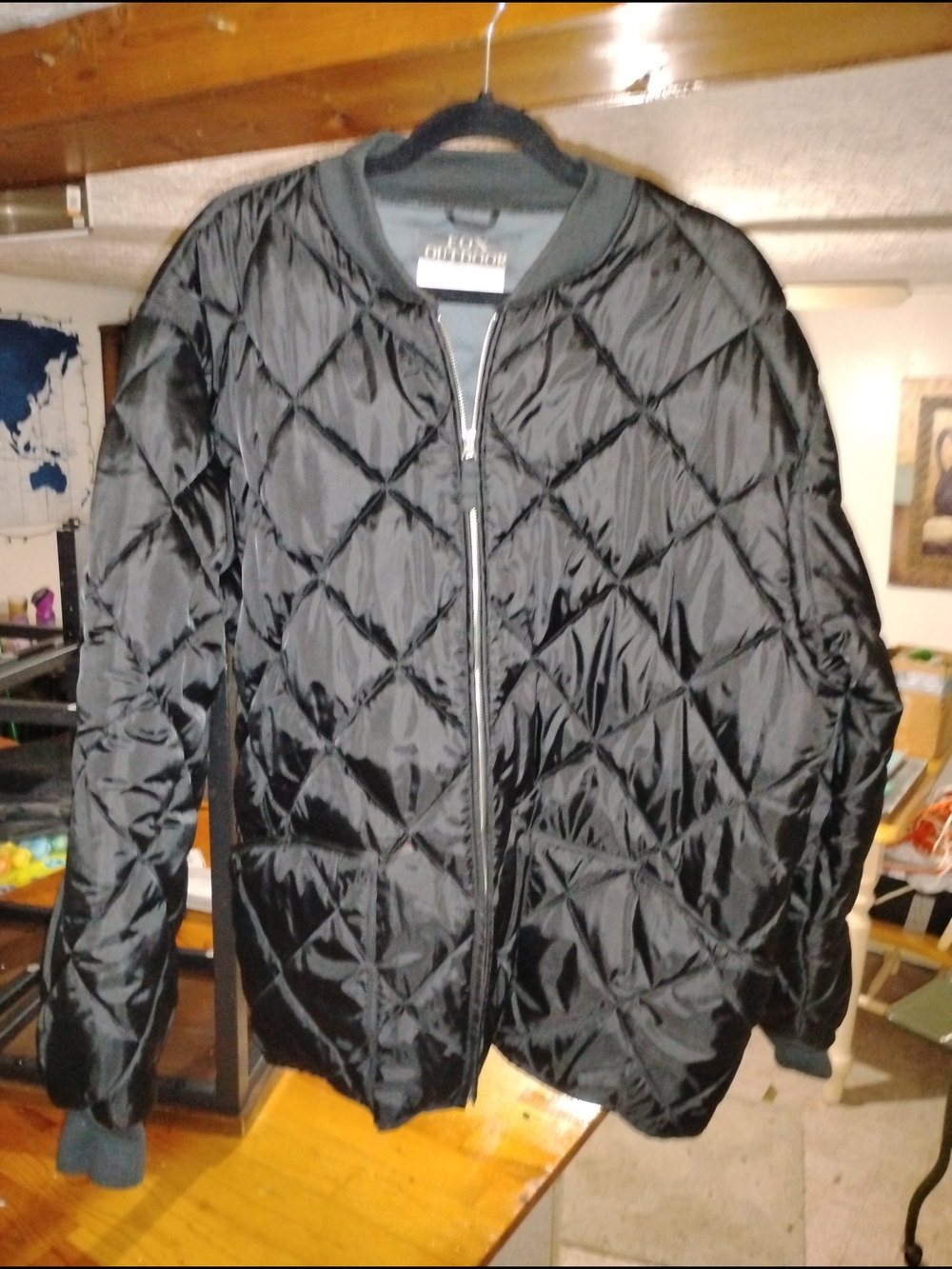 Fox Black Quilted Bomber Jacket